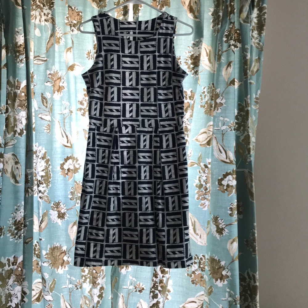 Mahi Gold dress- Chatham cloth-navy Cape Cod print